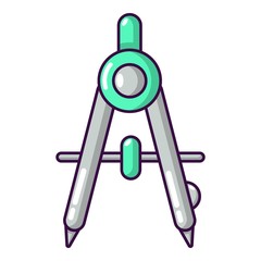 Compasses school icon, cartoon style