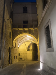 Rieti (Italy), historic buildings at evening
