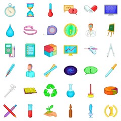 Laboratory icons set, cartoon style