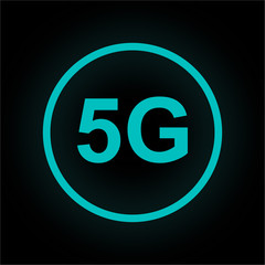Neon Button rund - 5G-Symbol