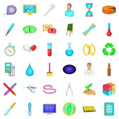 Chemistry icons set, cartoon style