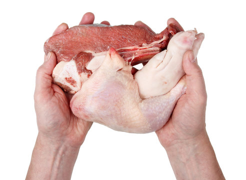 Butche offers the buyer of fresh raw meat pieces - chicken, beef and pork.