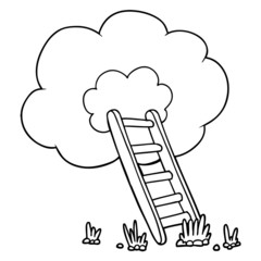 cartoon ladder into cloud