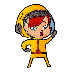cartoon astronaut woman