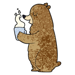 cartoon bear with hot drink