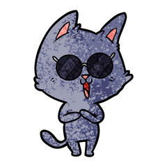 funny cartoon cat wearing sunglasses