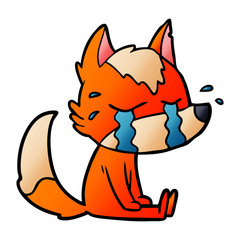 sad little fox cartoon character