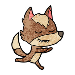 friendly cartoon wolf running