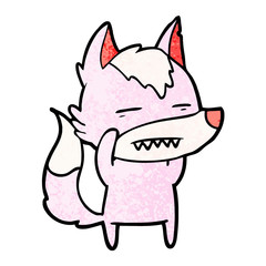 cartoon wolf showing teeth