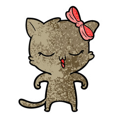 cartoon cat with bow on head