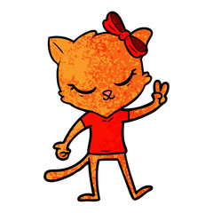 cute cartoon cat with bow