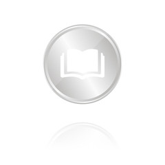 aufgeschlagenes Buch - Silber M&uuml;nze mit Reflektion