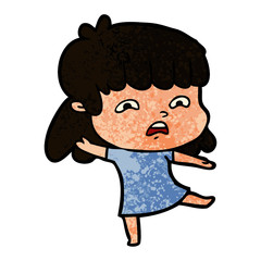cartoon worried woman