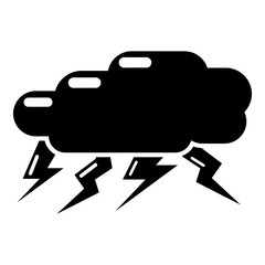 Thunder cloud icon, simple black style