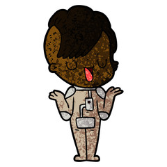 cute cartoon girl with hipster haircut