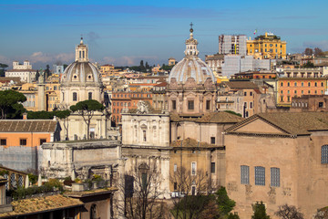 Naklejka na ściany i meble Panorama view of Rome with St Peter Cathedral