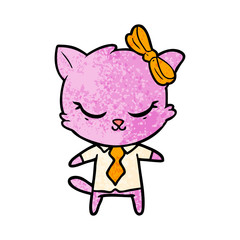 cute cartoon business cat with bow
