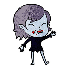 cartoon vampire girl with blood on cheek