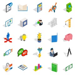 Department icons set, isometric style