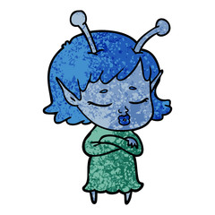 cute alien girl cartoon