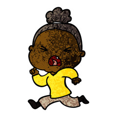 cartoon angry old woman