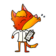 office worker fox cartoon character