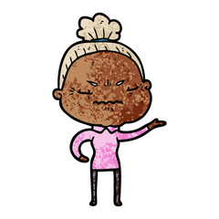 cartoon annoyed old lady