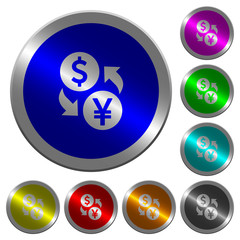 Dollar Yen money exchange luminous coin-like round color buttons