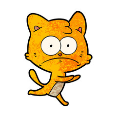 cartoon nervous cat