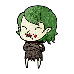 cartoon vampire girl with blood on cheek
