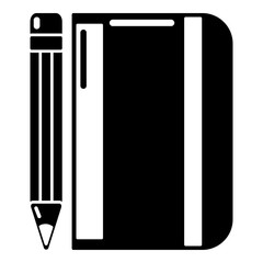 Notepad pencil icon, simple black style