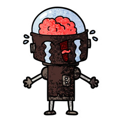 cartoon crying robot
