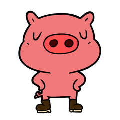 cartoon pig wearing boots