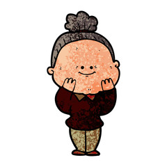 cartoon happy old woman