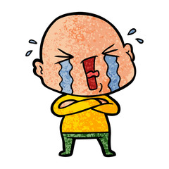 cartoon crying bald man