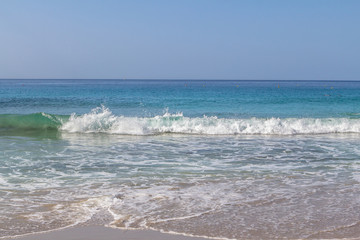 White sand beach and blue sky