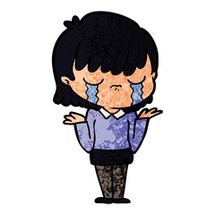 cartoon woman crying