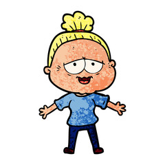 Obraz premium cartoon happy old lady