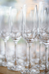 Concept picture - empty wine glasses ready for begining of party