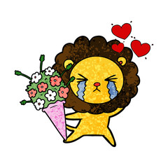 cartoon crying lion in love