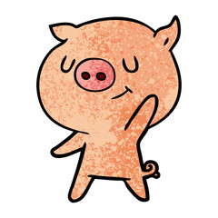 happy cartoon pig waving