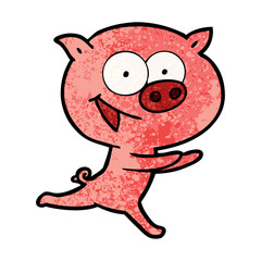 cheerful pig cartoon