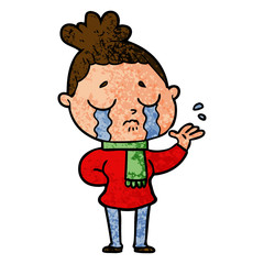 cartoon crying woman