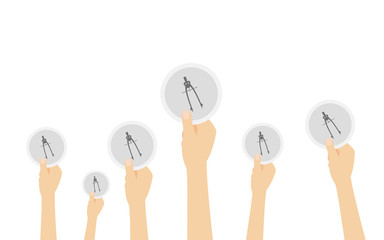 Hände halten Zirkel