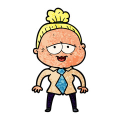 cartoon happy old lady