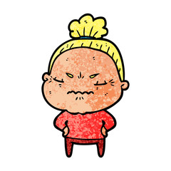 cartoon annoyed old lady