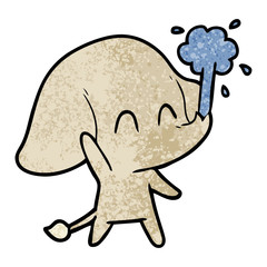 cute cartoon elephant spouting water