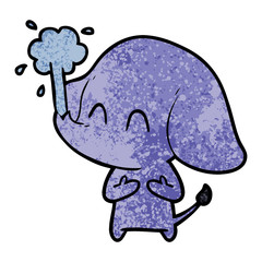 cute cartoon elephant spouting water
