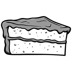 Cake Slice Illustration - A vector cartoon illustration of a Cake Slice.