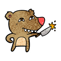 cartoon bear with sharp knife